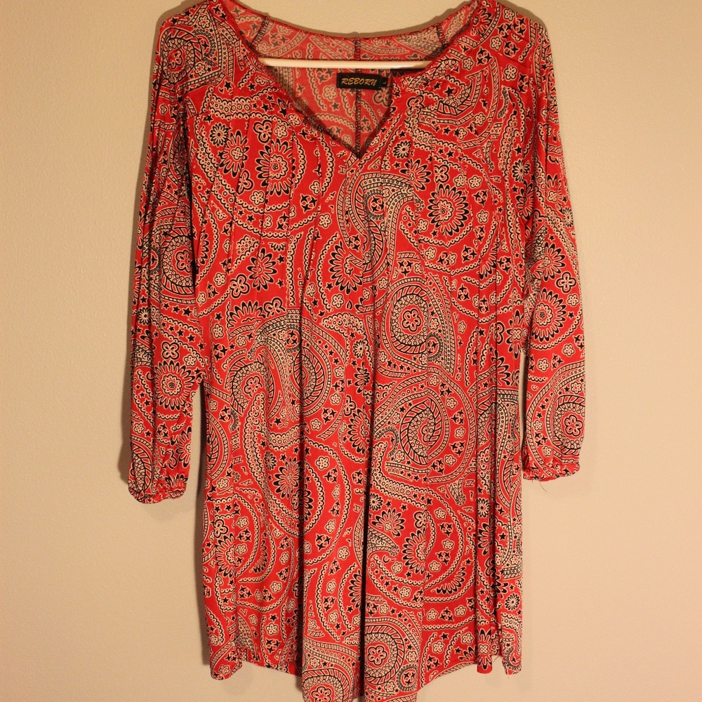 Reborn Red Paisley Tunic